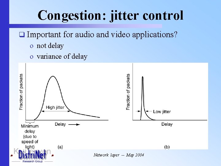 Congestion: jitter control q Important for audio and video applications? o not delay o