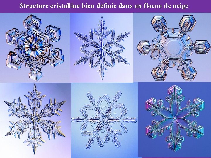 Structure cristalline bien définie dans un flocon de neige 