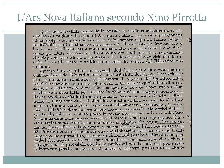 L’Ars Nova Italiana secondo Nino Pirrotta 