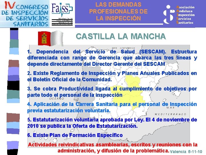 LAS DEMANDAS PROFESIONALES DE LA INSPECCIÓN CASTILLA LA MANCHA 1. Dependencia del Servicio de