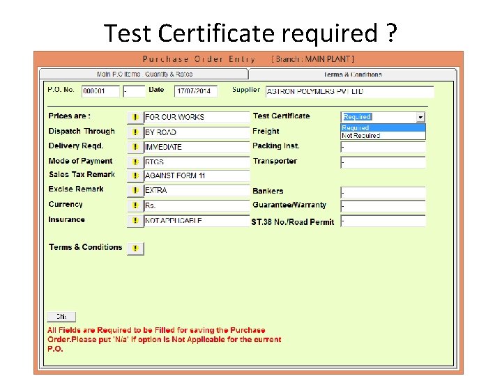 Test Certificate required ? 