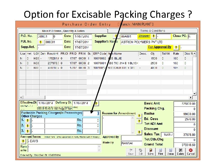 Option for Excisable Packing Charges ? 