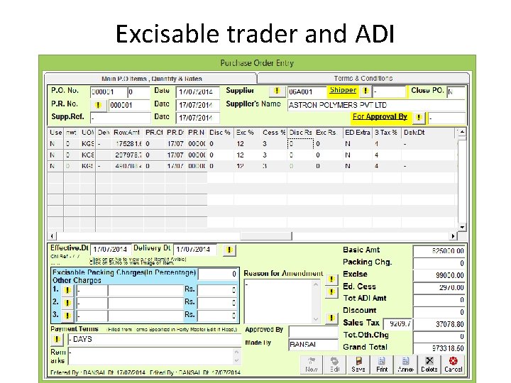 Excisable trader and ADI 