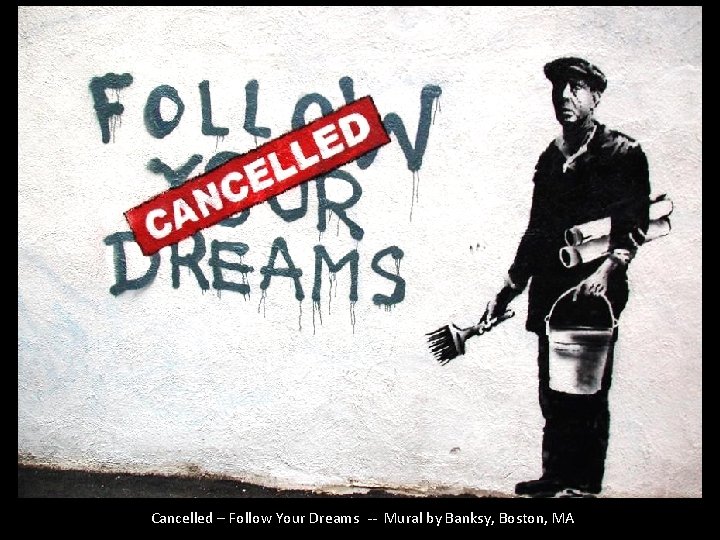 Cancelled – Follow Your Dreams -- Mural by Banksy, Boston, MA Cancelled – Follow Your Dreams -- Mural by Banksy, Boston, MA