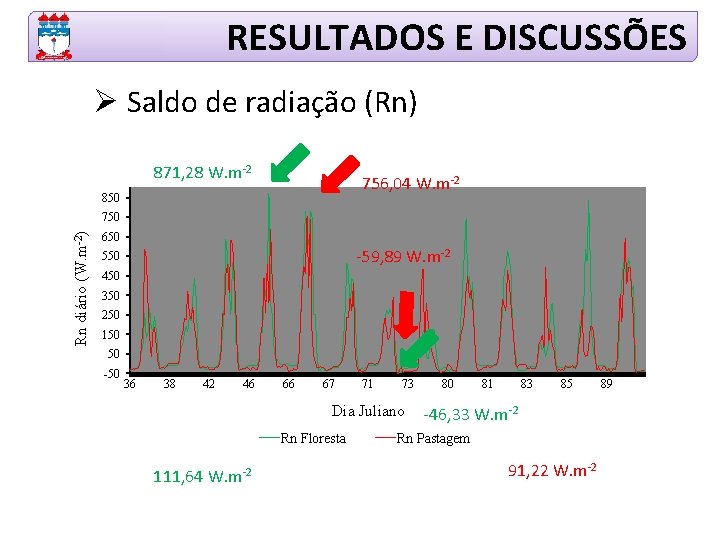 RESULTADOS E DISCUSSÕES Ø Saldo de radiação (Rn) 871, 28 W. m-2 756, 04