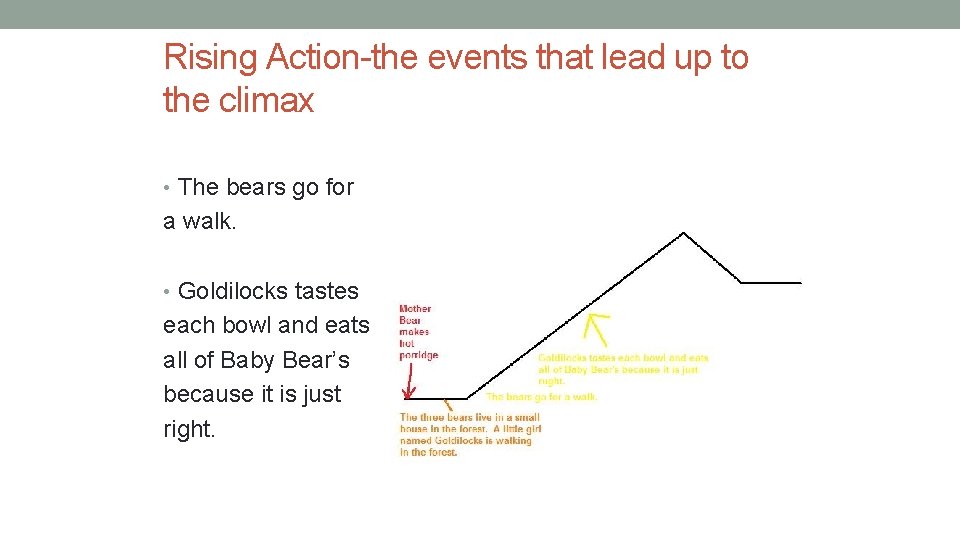 Rising Action-the events that lead up to the climax • The bears go for Rising Action-the events that lead up to the climax • The bears go for