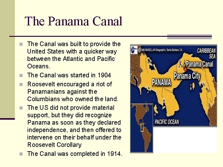 The Panama Canal n The Canal was built to provide the n n United