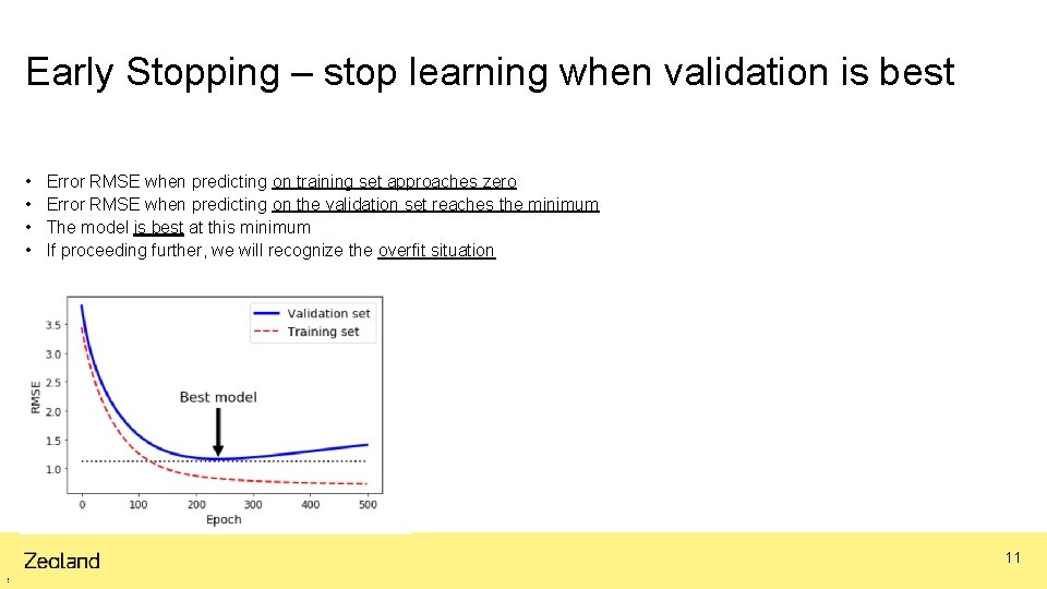 Early Stopping – stop learning when validation is best • • Error RMSE when