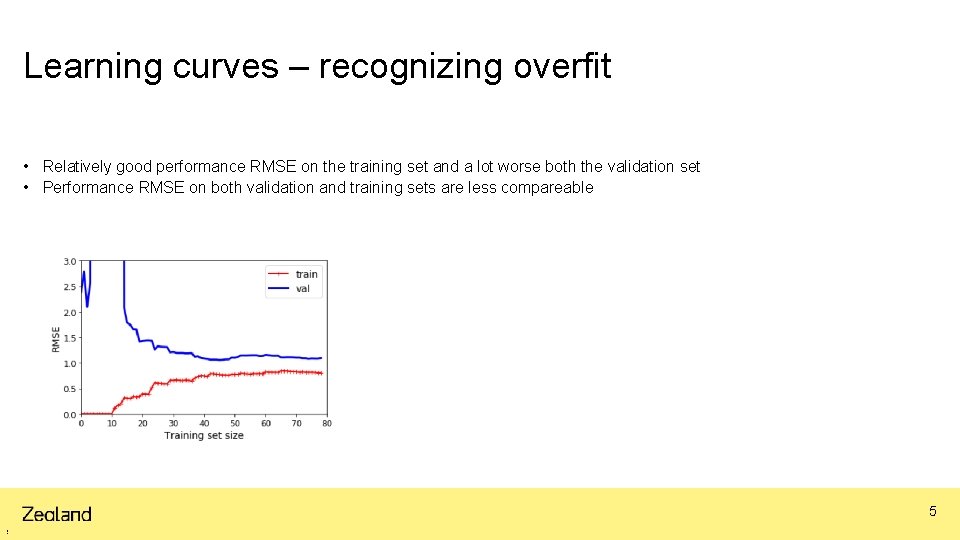 Learning curves – recognizing overfit • Relatively good performance RMSE on the training set