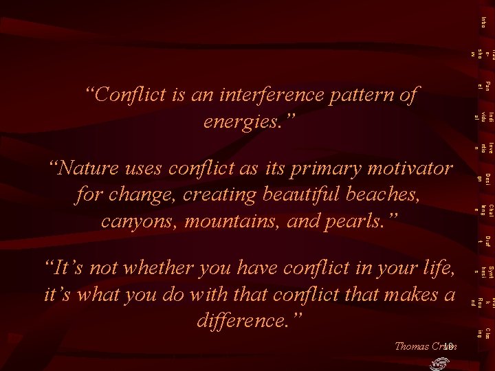 Intro Trad esho w Pan el Indi vidu al “Conflict is an interference pattern