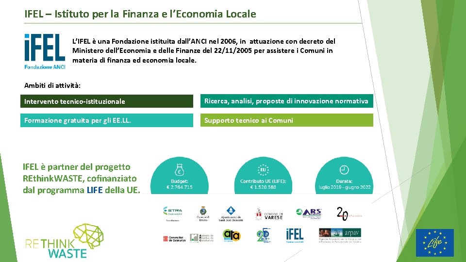 IFEL – Istituto per la Finanza e l’Economia Locale L’IFEL è una Fondazione istituita