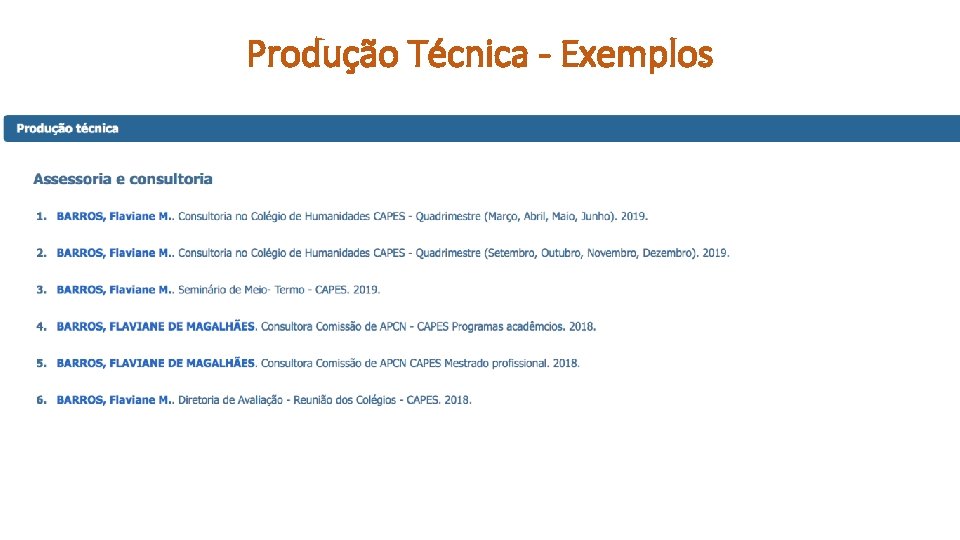 Produção Técnica - Exemplos 