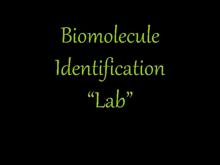 Biomolecule Identification “Lab” 