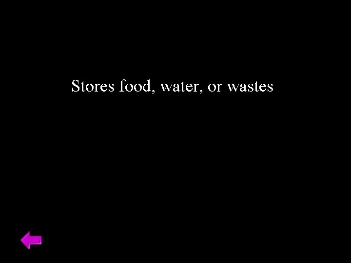 Stores food, water, or wastes 