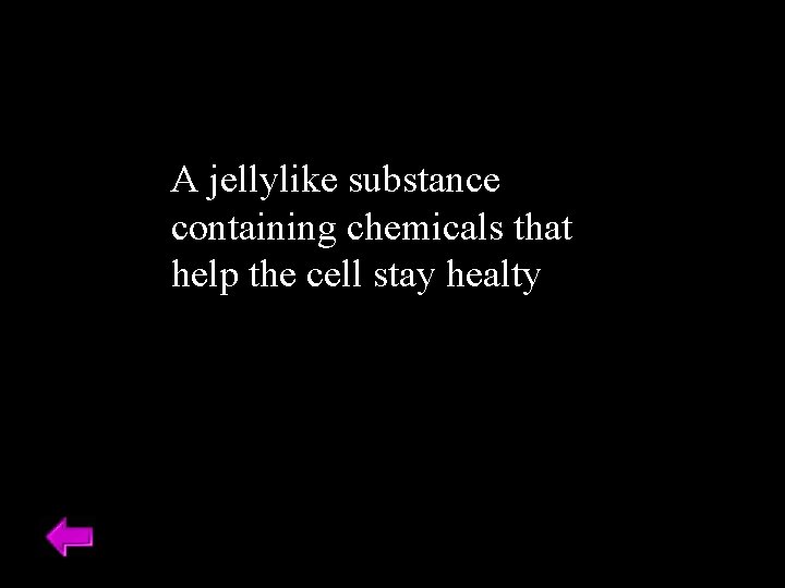 A jellylike substance containing chemicals that help the cell stay healty 