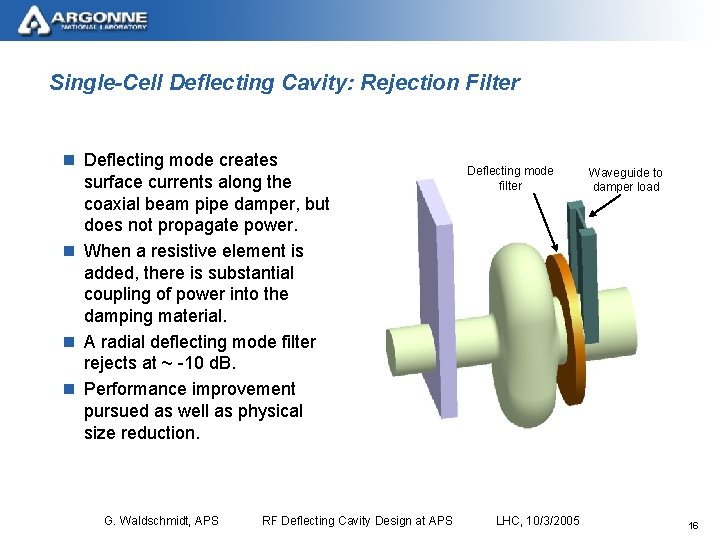 Single-Cell Deflecting Cavity: Rejection Filter n Deflecting mode creates surface currents along the coaxial
