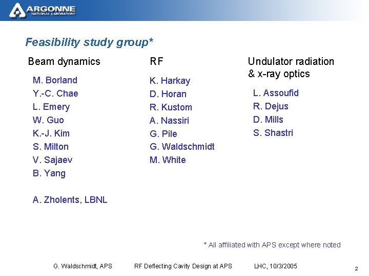 Feasibility study group* Beam dynamics M. Borland Y. -C. Chae L. Emery W. Guo