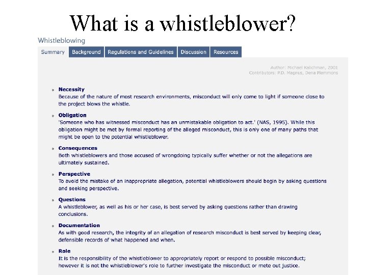 What is a whistleblower? 