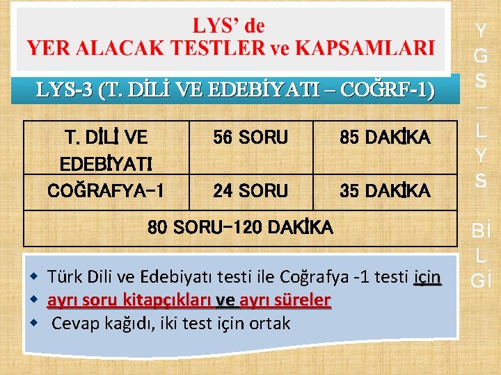 LYS-3 (T. DİLİ VE EDEBİYATI – COĞRF-1) T. DİLİ VE EDEBİYATI COĞRAFYA-1 56 SORU