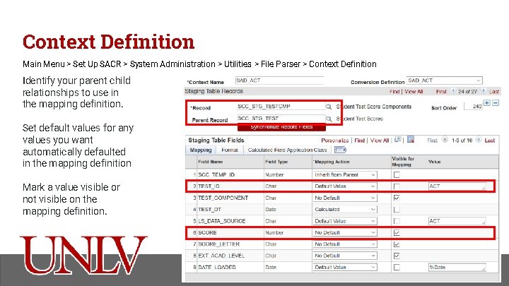 Context Definition Main Menu > Set Up SACR > System Administration > Utilities >