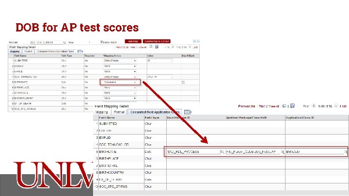 DOB for AP test scores University of Nevada, Las Vegas 