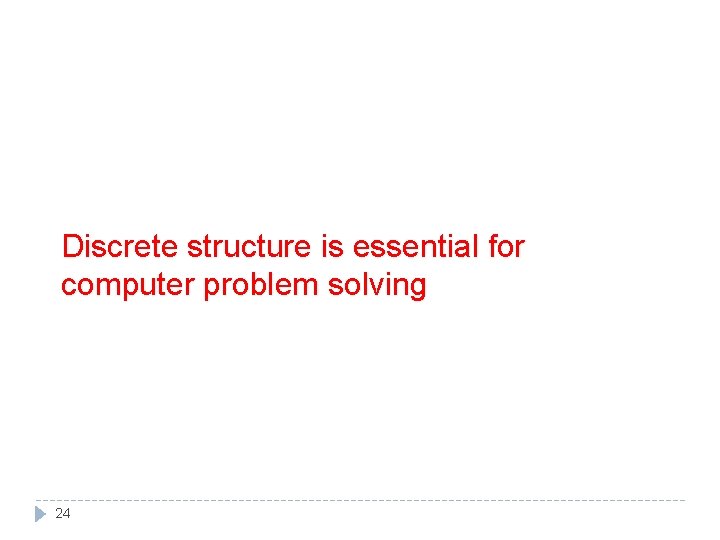 Discrete structure is essential for computer problem solving 24 Discrete structure is essential for computer problem solving 24