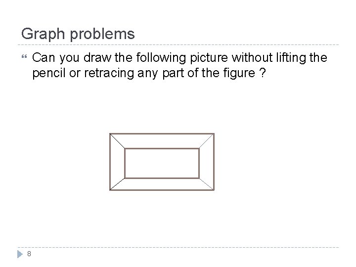 Graph problems Can you draw the following picture without lifting the pencil or retracing Graph problems Can you draw the following picture without lifting the pencil or retracing