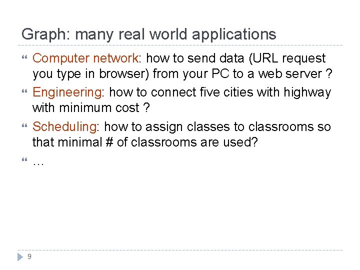 Graph: many real world applications Computer network: how to send data (URL request you Graph: many real world applications Computer network: how to send data (URL request you