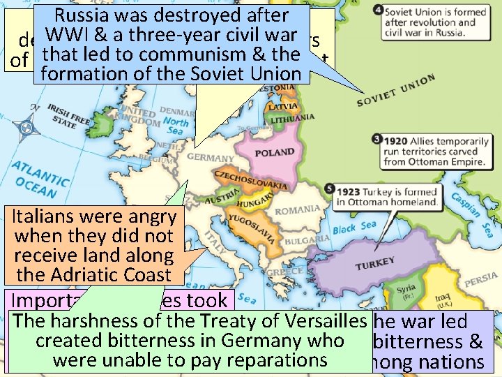 Russia was destroyed after Many European nations were Title WWI & a&three-year civil destroyed