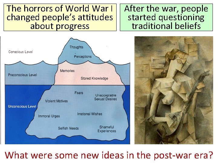 The horrors of World War I changed people’s attitudes about progress After the war,