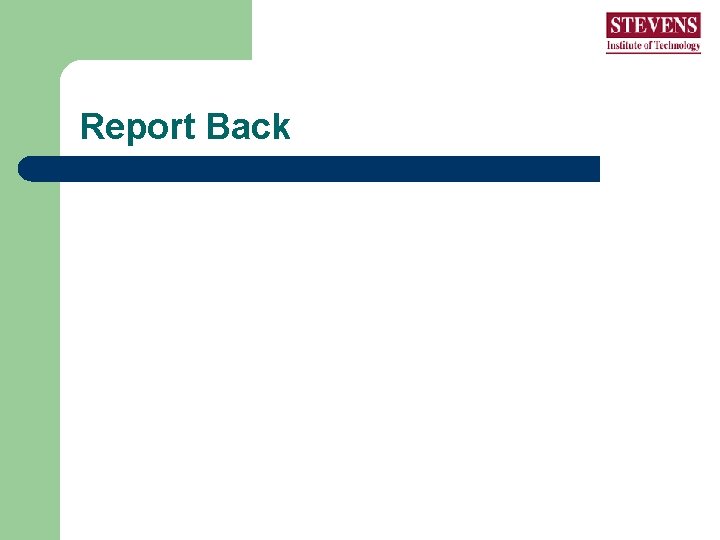 Report Back Report Back