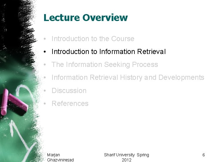 Modern Information Retrieval Lecture 1 Introduction Lecture Overview