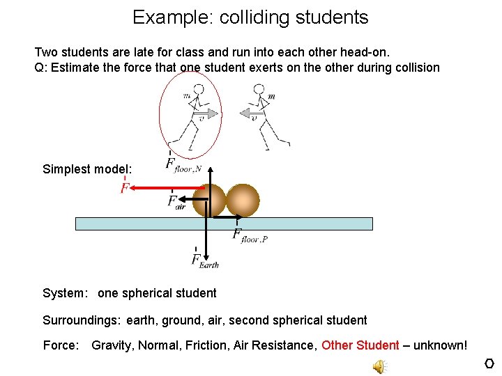 Example: colliding students Two students are late for class and run into each other