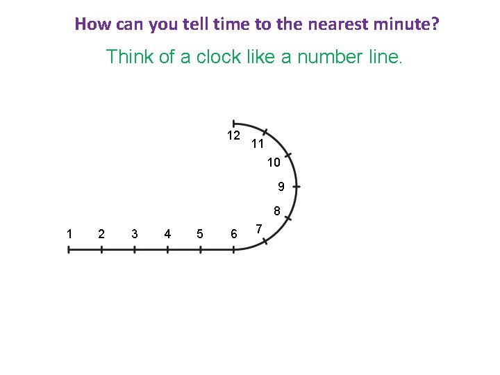 How can you tell time to the nearest minute? Think of a clock like