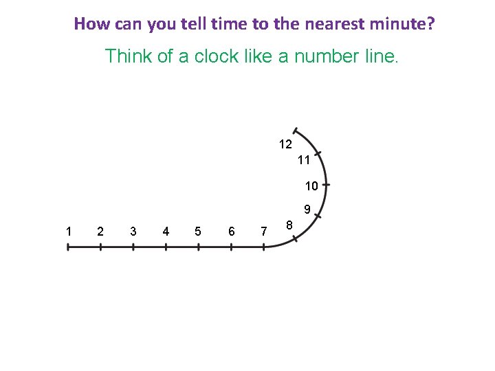 How can you tell time to the nearest minute? Think of a clock like