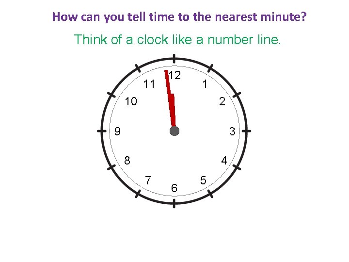 How can you tell time to the nearest minute? Think of a clock like