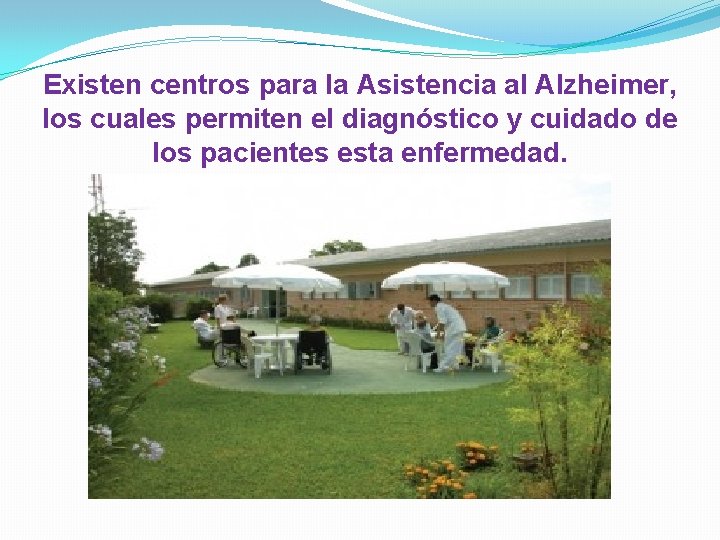 Existen centros para la Asistencia al Alzheimer, los cuales permiten el diagnóstico y cuidado