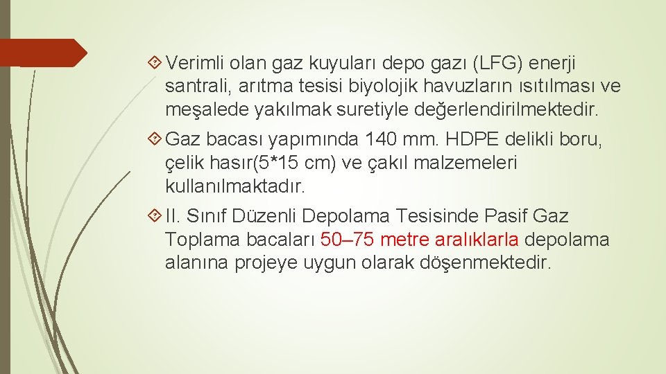  Verimli olan gaz kuyuları depo gazı (LFG) enerji santrali, arıtma tesisi biyolojik havuzların