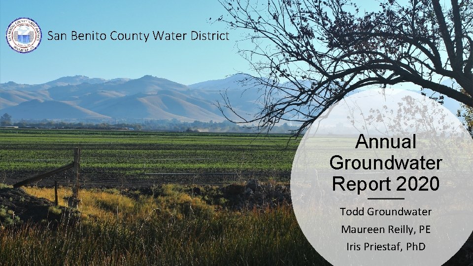 San Benito County Water District Annual Groundwater Report 2020 Todd Groundwater Maureen Reilly, PE