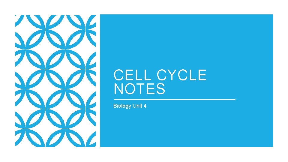 CELL CYCLE NOTES Biology Unit 4 