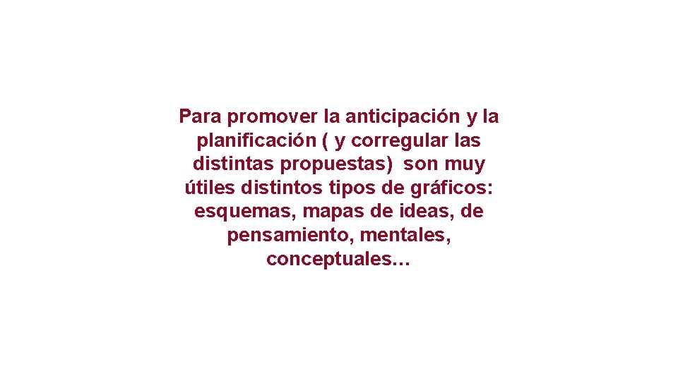 Para promover la anticipación y la planificación ( y corregular las distintas propuestas) son