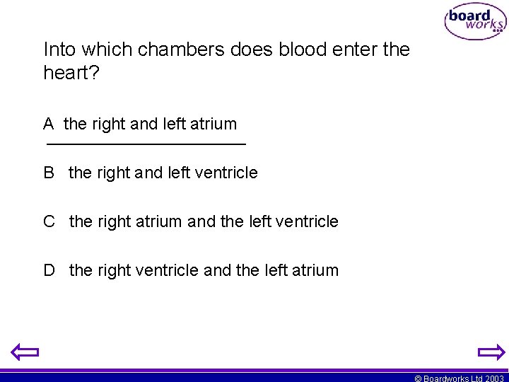 Into which chambers does blood enter the heart? A the right and left atrium