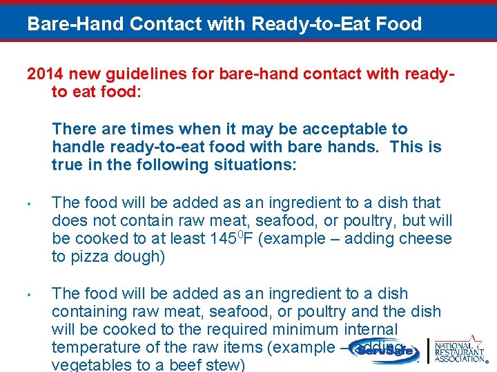 Bare-Hand Contact with Ready-to-Eat Food 2014 new guidelines for bare-hand contact with readyto eat
