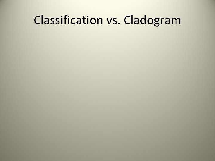 Classification vs. Cladogram 