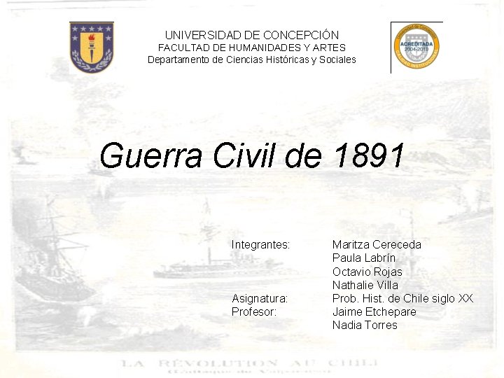 UNIVERSIDAD DE CONCEPCIÓN FACULTAD DE HUMANIDADES Y ARTES Departamento de Ciencias Históricas y Sociales