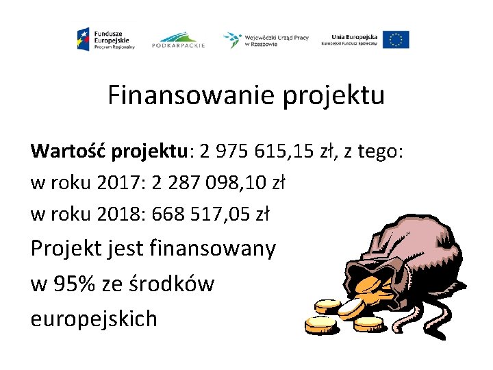 Finansowanie projektu Wartość projektu: 2 975 615, 15 zł, z tego: w roku 2017: