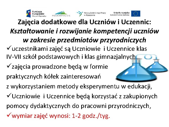 Zajęcia dodatkowe dla Uczniów i Uczennic: Kształtowanie i rozwijanie kompetencji uczniów w zakresie przedmiotów