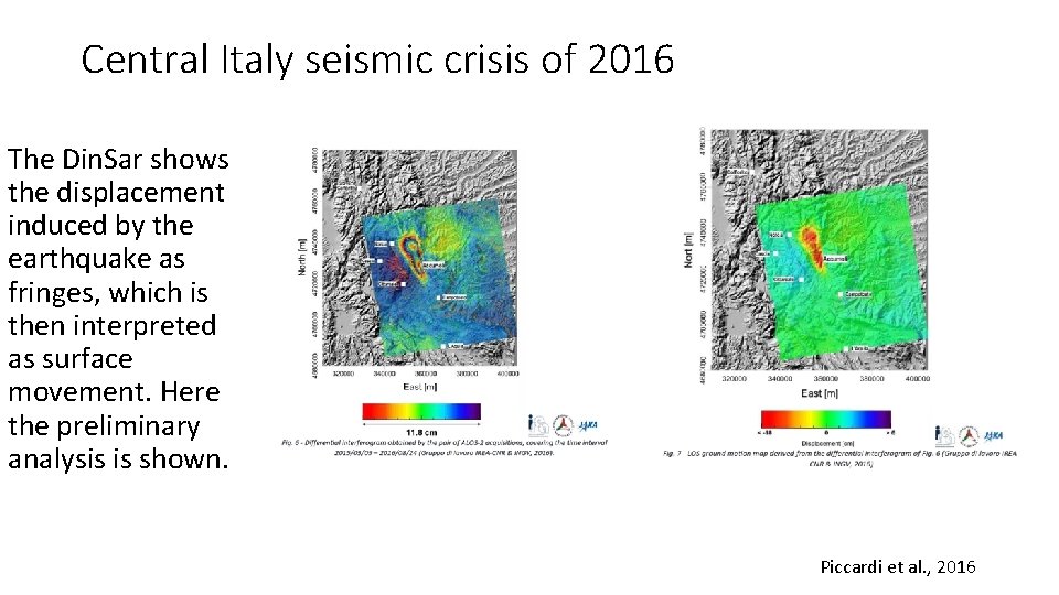 Central Italy seismic crisis of 2016 The Din. Sar shows the displacement induced by