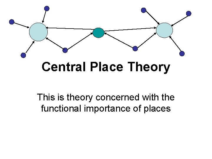 Central Place Theory This is theory concerned with the functional importance of places 