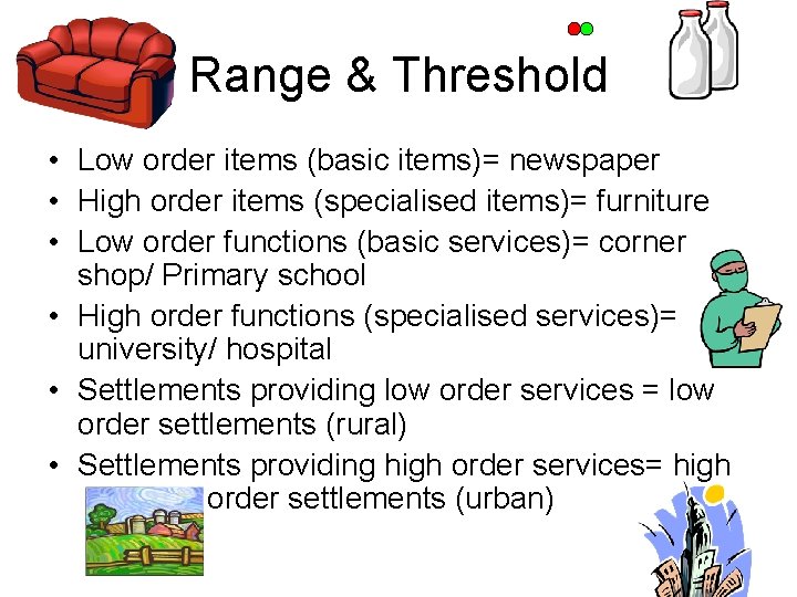 Range & Threshold • Low order items (basic items)= newspaper • High order items